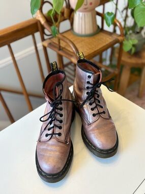 Dr. Martens 1460 Made in England Metallic Pink Lace-Up Leather Boots